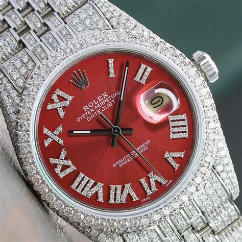 iced out red face rolex replica|rolex datejust 41 iced out.